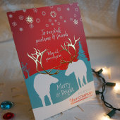 Rustic Reindecier, Kantoor-Kaart van Turquoise Folie Feestdagenkaart