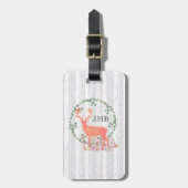 Rustic Reindeer Boho Waterverf Aangepast monogram Bagagelabel (Voorkant verticaal)