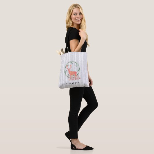 Rustic Reindeer Boho Waterverf Aangepast Tote Bag (Op model)