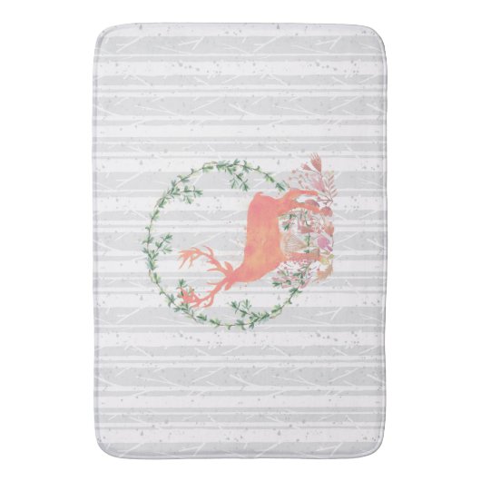 Rustic Reindeer Boho Waterverf Badmat (Voorkant Verticaal)