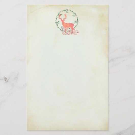 Rustic Reindeer Boho Waterverf Briefpapier (Voorkant)