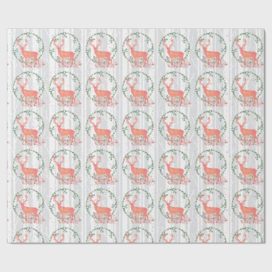 Rustic Reindeer Boho Waterverf Cadeaupapier (Vlak)