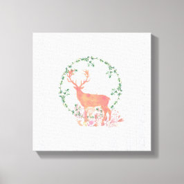Rustic Reindeer Boho Waterverf Canvas Afdruk