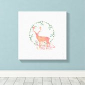 Rustic Reindeer Boho Waterverf Canvas Afdruk (Insitu (Houten vloer))