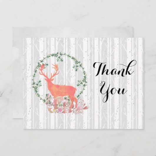 Rustic Reindeer Boho Waterverf Dank u Briefkaart (Voorkant / Achterkant)