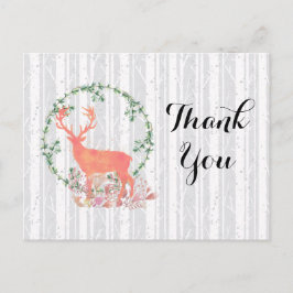 Rustic Reindeer Boho Waterverf Dank u Briefkaart