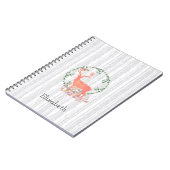 Rustic Reindeer Boho Waterverf Gepersonaliseerd Notitieboek (Linkerzijde)