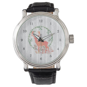 Rustic Reindeer Boho Waterverf Horloge