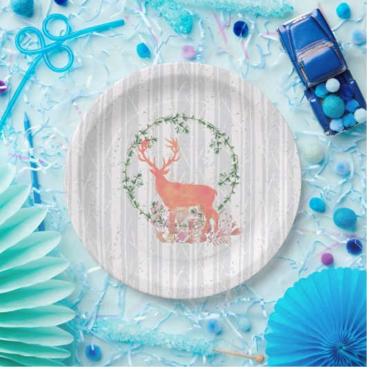 Rustic Reindeer Boho Waterverf Papieren Bordje (Feest)