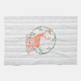 Rustic Reindeer Boho Waterverf Theedoek