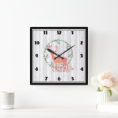Rustic Reindeer Boho Waterverf Vierkante Klok (Huis)