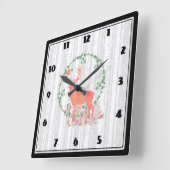 Rustic Reindeer Boho Waterverf Vierkante Klok (Hoek)