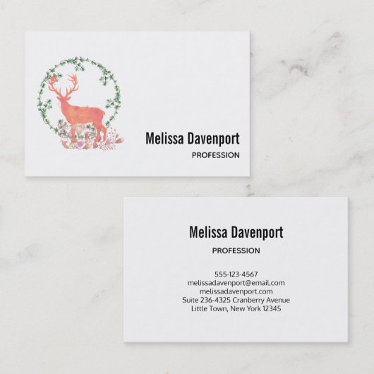Rustic Reindeer Boho Waterverf Visitekaartje (Voorkant / Achterkant)