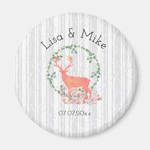 Rustic Reindeer Boho Waterverf Wedding Magneet