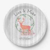 Rustic Reindeer Boho Waterverf Wedding Papieren Bordje (Voorkant)