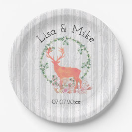 Rustic Reindeer Boho Waterverf Wedding Papieren Bordje