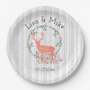 Rustic Reindeer Boho Waterverf Wedding Papieren Bordje