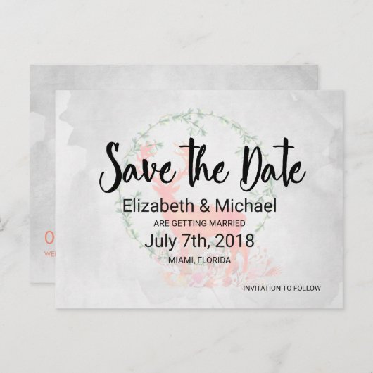 Rustic Reindeer Boho Waterverf Wedding STD Aankondigingskaart (Voorkant / Achterkant)