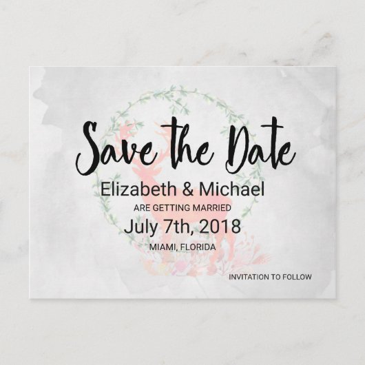 Rustic Reindeer Boho Waterverf Wedding STD Aankondigingskaart (Voorkant)