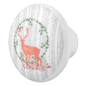 Rustic Reindeer Boho Wreath Waterverf Keramische Knop (Rechts)