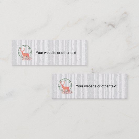 Rustic Reindeer Boho Wreath Waterverf Mini Visitekaartje (Voorkant / Achterkant)