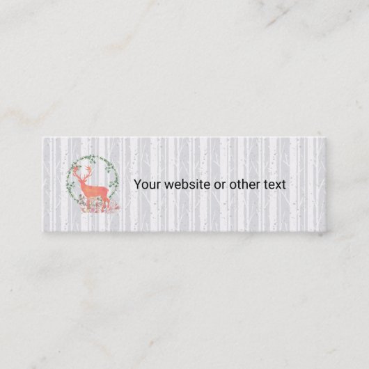 Rustic Reindeer Boho Wreath Waterverf Mini Visitekaartje (Voorkant)