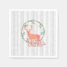 Rustic Reindeer Boho Wreath Waterverf Servet