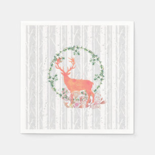 Rustic Reindeer Boho Wreath Waterverf Servet