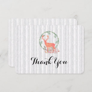 Rustic Reindeer Botanical Weddenschap Bedankt Kaart