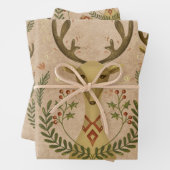 Rustic Reindeer Folk Art  Inpakpapier Vel (In situ)