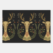 Rustic Reindeer Folk Art  omslagpapier Sh Inpakpapier Vel (Voorkant)