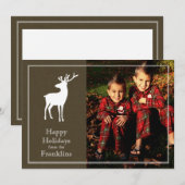 Rustic Reindeer Photo Holiday Christmas Card Feestdagenkaart (Voorkant / Achterkant)