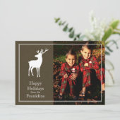 Rustic Reindeer Photo Holiday Christmas Card Feestdagenkaart (Staand voorkant)