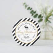 Rustic Reindeer Round-kerstfotokaart Feestdagenkaart (Staand voorkant)