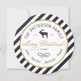Rustic Reindeer Round-kerstfotokaart Feestdagenkaart