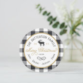 Rustic Reindeer Round-kerstfotokaart Feestdagenkaart (Staand voorkant)