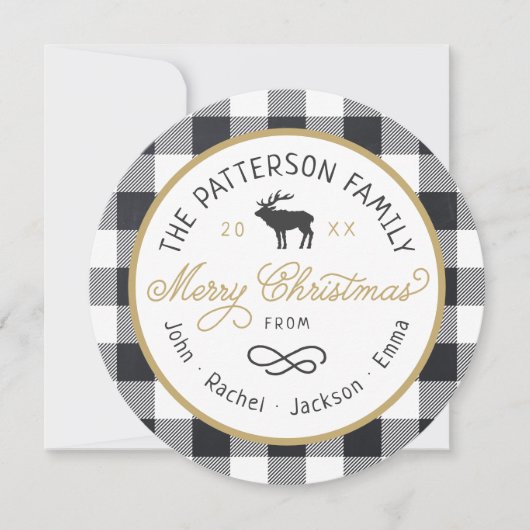 Rustic Reindeer Round-kerstfotokaart Feestdagenkaart (Voorkant)