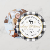 Rustic Reindeer Round-kerstfotokaart Feestdagenkaart (Voorkant / Achterkant)