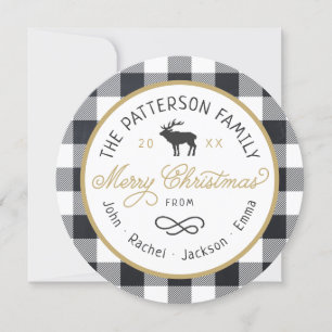Rustic Reindeer Round-kerstfotokaart Feestdagenkaart