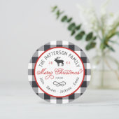 Rustic Reindeer Round-kerstfotokaart Feestdagenkaart (Staand voorkant)