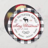 Rustic Reindeer Round-kerstfotokaart Feestdagenkaart (Voorkant / Achterkant)