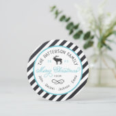 Rustic Reindeer Round-kerstfotokaart Feestdagenkaart (Staand voorkant)