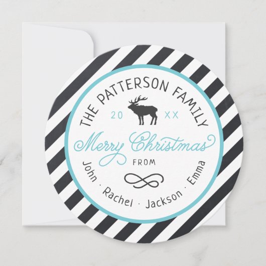 Rustic Reindeer Round-kerstfotokaart Feestdagenkaart (Voorkant)