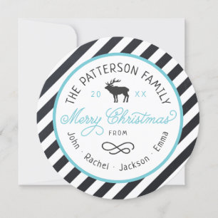 Rustic Reindeer Round-kerstfotokaart Feestdagenkaart