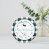 Rustic Reindeer Round-kerstfotokaart Feestdagenkaart (Staand voorkant)