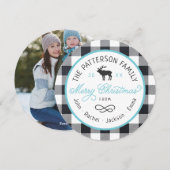 Rustic Reindeer Round-kerstfotokaart Feestdagenkaart (Voorkant / Achterkant)