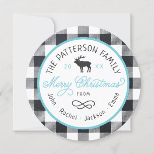 Rustic Reindeer Round-kerstfotokaart Feestdagenkaart