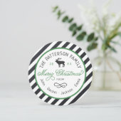 Rustic Reindeer Round-kerstfotokaart Feestdagenkaart (Staand voorkant)