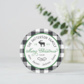 Rustic Reindeer Round-kerstfotokaart Feestdagenkaart (Staand voorkant)