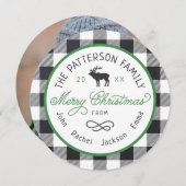 Rustic Reindeer Round-kerstfotokaart Feestdagenkaart (Voorkant / Achterkant)